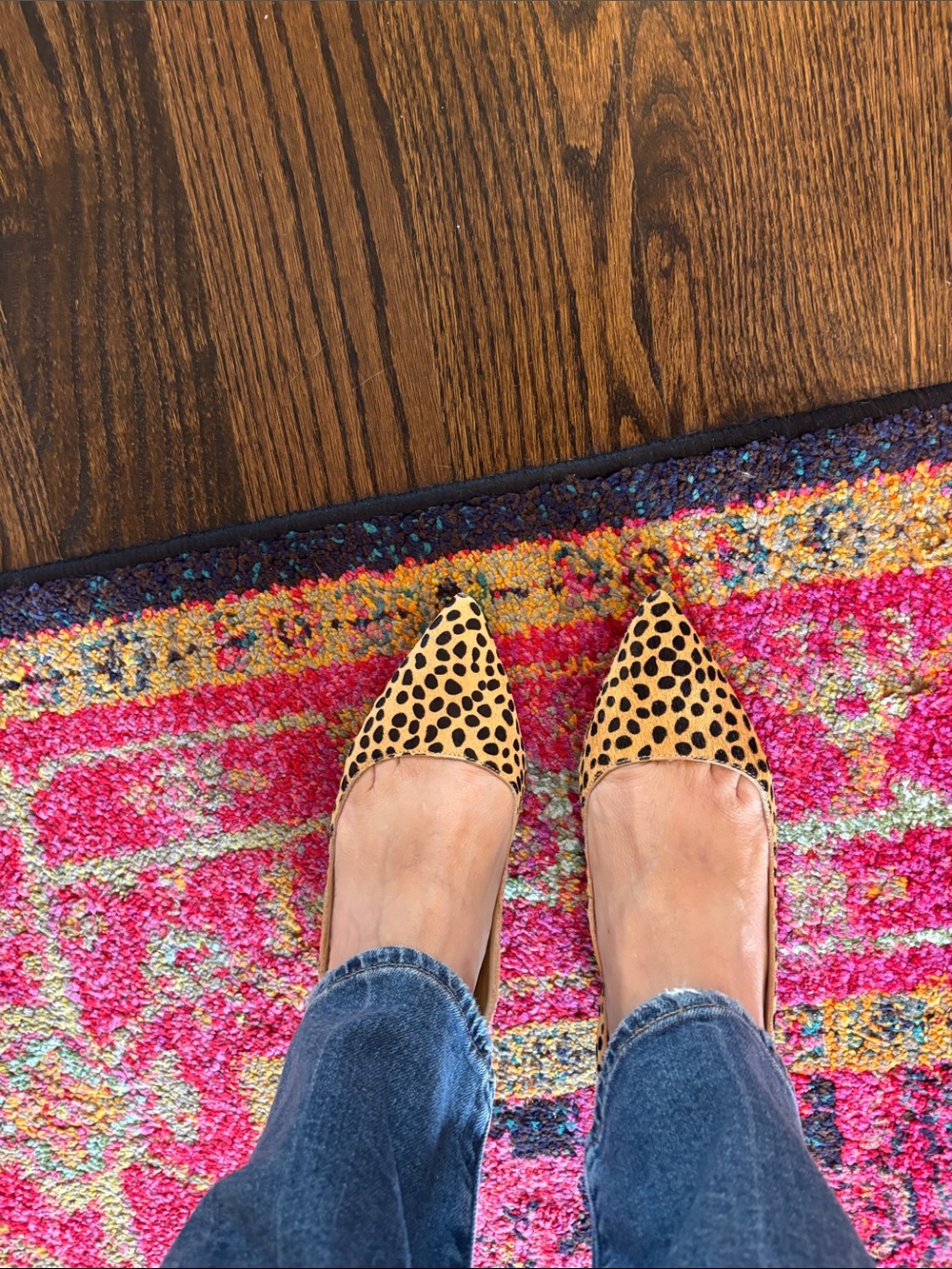 Sole Society Leopard Print Pointed Toe Flats - Tan & Black